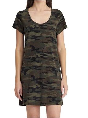 Social Standard by Sanctuary Camo Scoop Neck T-Shirt Dress Cotton/Rayon